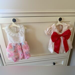 Elegant Dog Cat Pet Dresses with Floral Bow Accents sz M Medium in small breeds